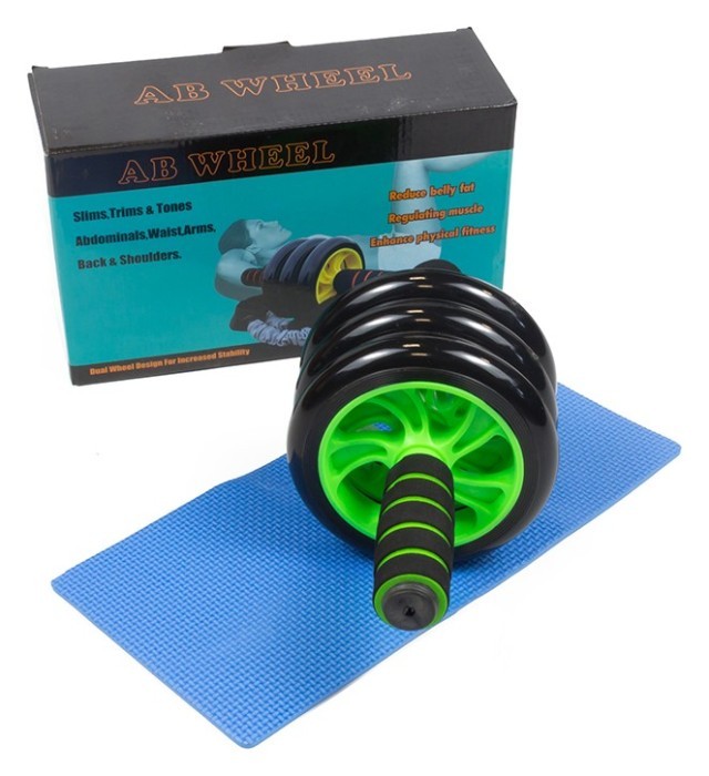 Ролик для пресу EasyFit з килимком Зелений (3 колеса)