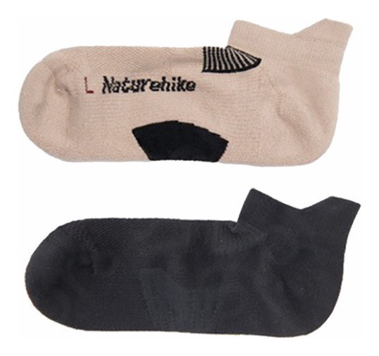 Носки низкие Naturehike NH21FS014, 2 пары (бежевые, черные), размер М
