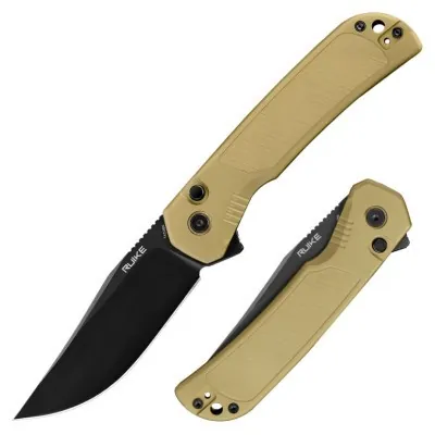 Ніж складаний туристичний Ruike P192-AY, (9.1 см) 14C28N / алюмінієвий сплав 6063, бронзовий