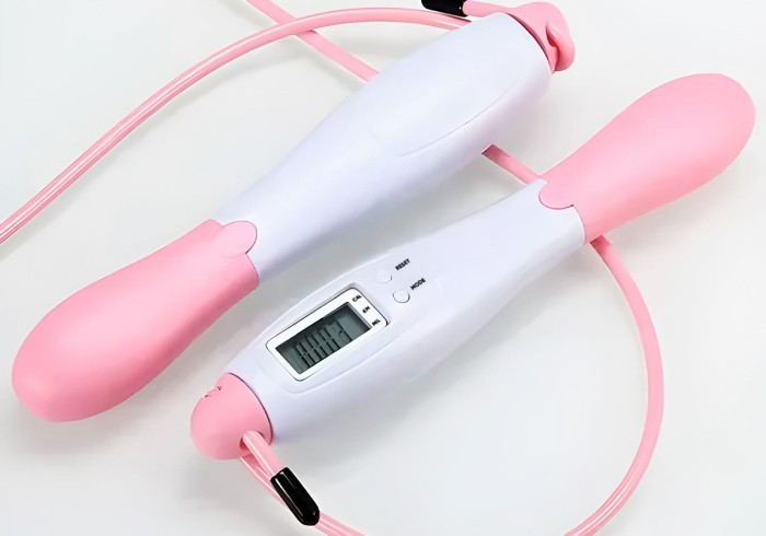 Швидкісна скакалка з лічильником EasyFit білий-рожевий