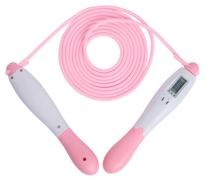 Швидкісна скакалка з лічильником EasyFit білий-рожевий