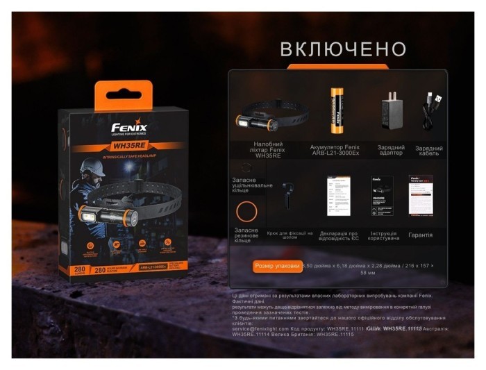 Фонарь налобный взрывобезопасный Fenix WH35RE