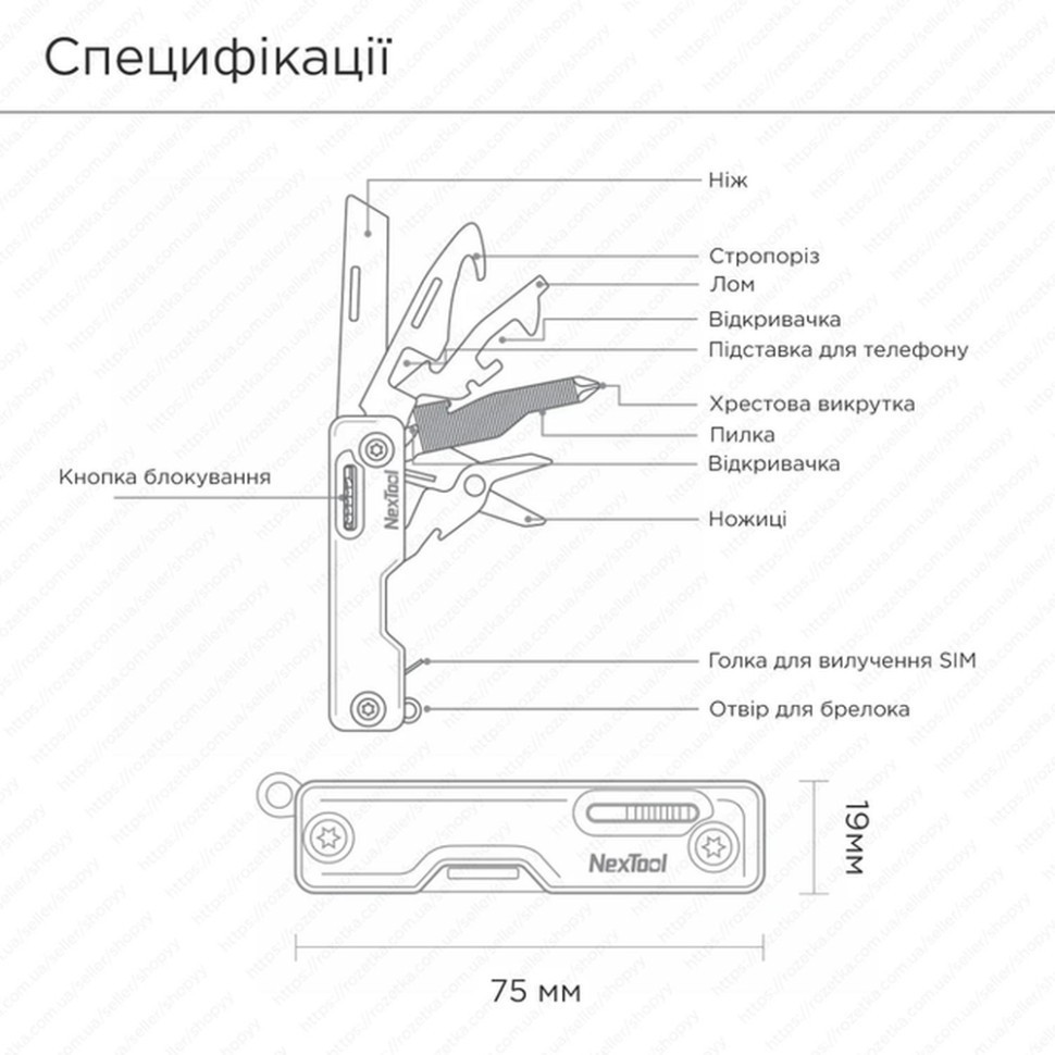 Мультитул NexTool Multi Functional Knife, зеленый