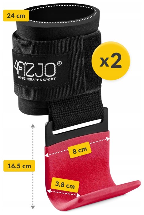 Гачки для перекладини та тяги 4FIZJO Hooks Black/Red (P-5907739314789)