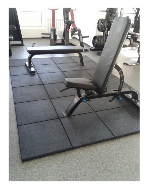 Коврик резиновый 500х500х20мм под штангу или гантели. Пресс крошка. Черный