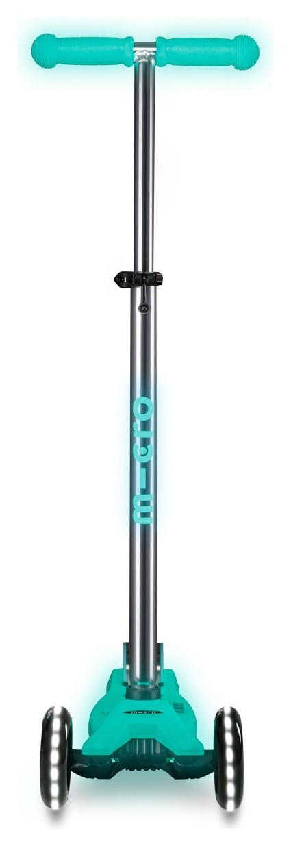 Самокат MICRO серії "Maxi Deluxe Glow LED" – ЖЕЛЕЙНИЙ ЗЕЛЕНИЙ (до 50 kg, 3-х колісний, світло)