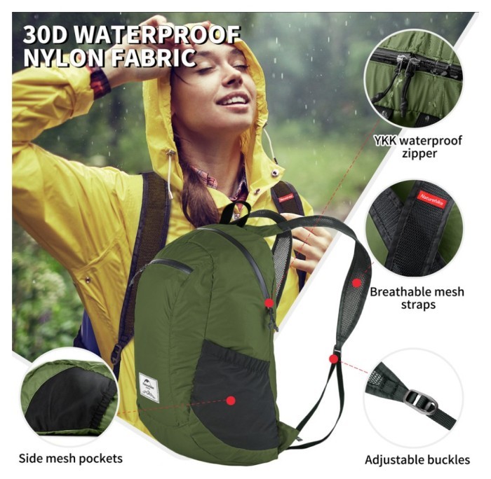 Рюкзак компактний надлегкий Naturehike Ultralight Naturehike NH17A012-B, 18 л, зелений