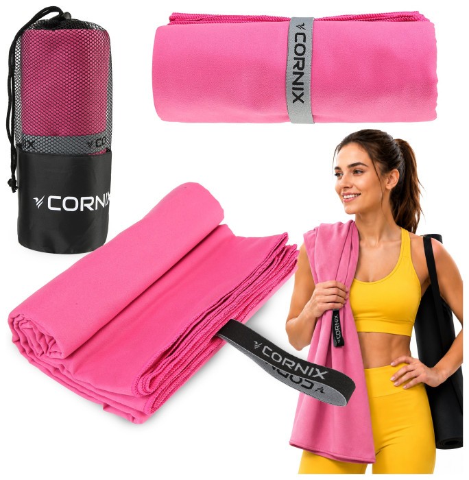 Рушник спортивний Cornix 180 x 100 см з мікрофібри XR-0557 Pink