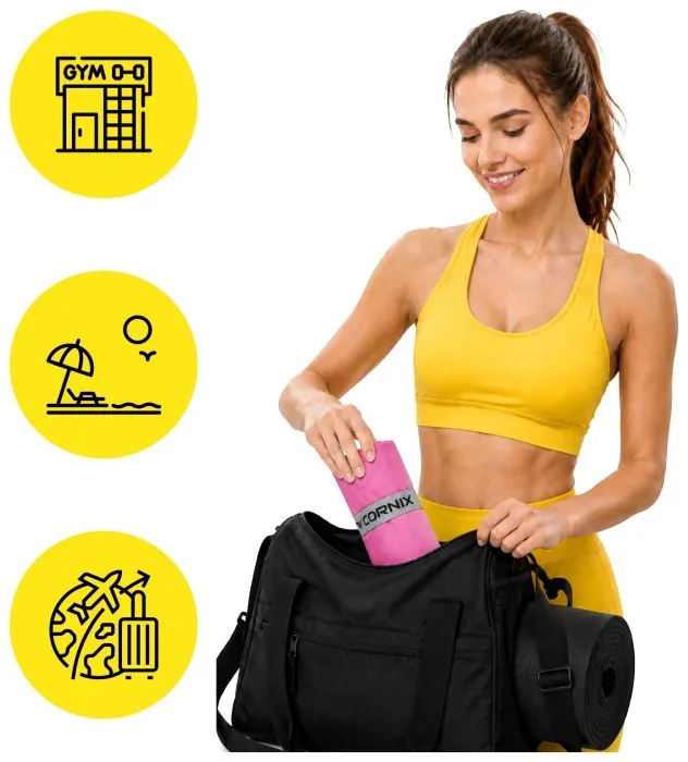 Рушник спортивний Cornix 180 x 100 см з мікрофібри XR-0557 Pink