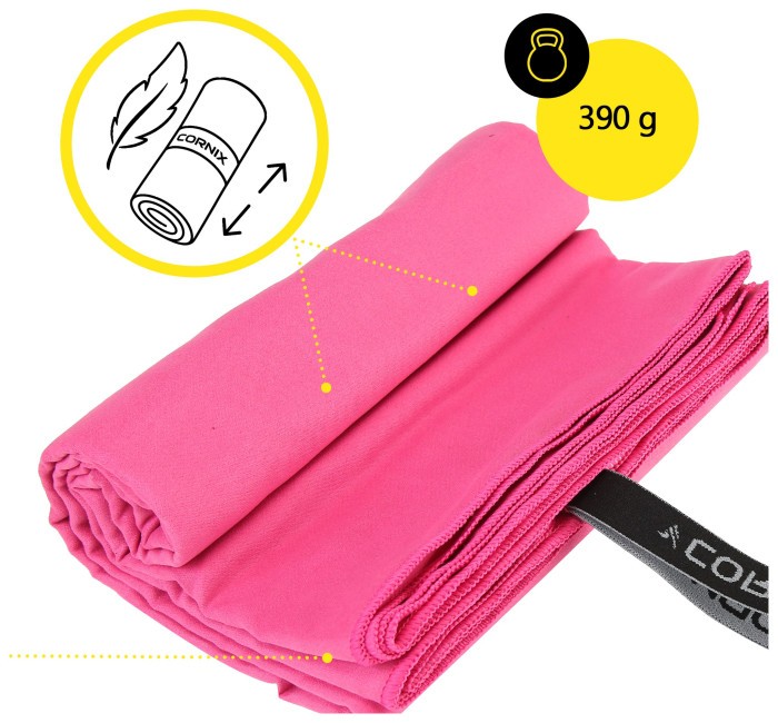 Рушник спортивний Cornix 180 x 100 см з мікрофібри XR-0557 Pink