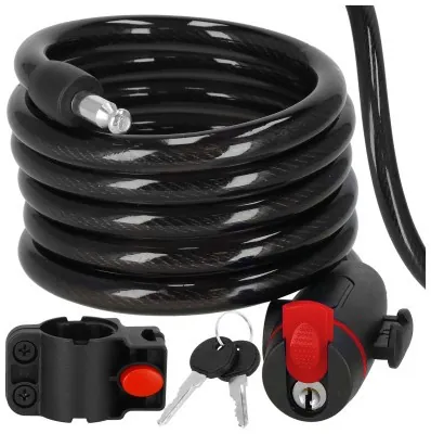 Велисипедный замок Springos трос 80 см под ключ BA0027 Black