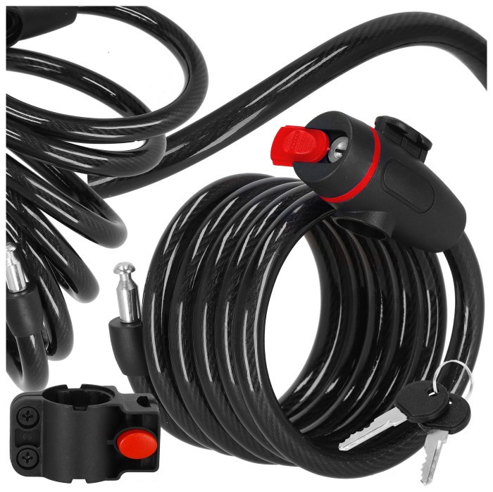 Велисипедный замок Springos трос 80 см под ключ BA0027 Black