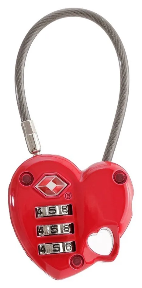 Munkees 3606 брелок-замок TSA Combi Lock Heart red (3606-RD)
