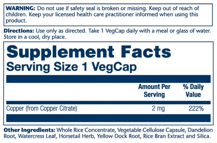 Copper Citrate 2mg - 60 vcaps