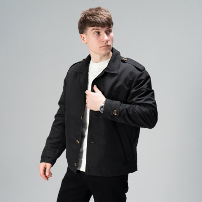 Тренч Slavni мужской весна осень черный, Стильный тренч Slavni Rebel черный