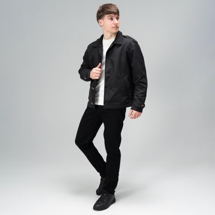 Тренч Slavni мужской весна осень черный, Стильный тренч Slavni Rebel черный
