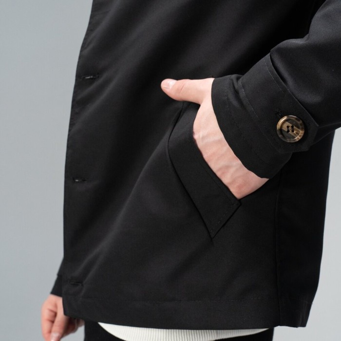 Тренч Slavni мужской весна осень черный, Стильный тренч Slavni Rebel черный