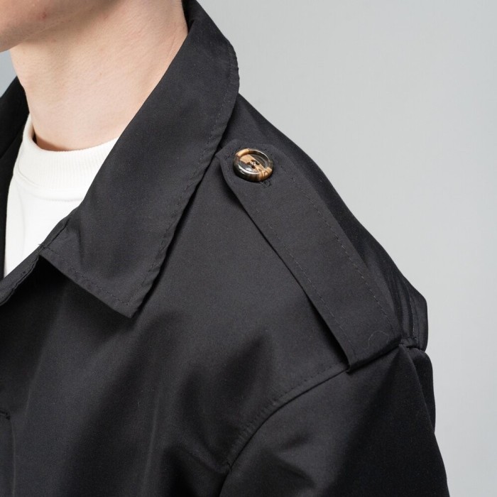 Тренч Slavni мужской весна осень черный, Стильный тренч Slavni Rebel черный