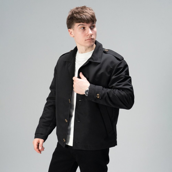 Тренч Slavni мужской весна осень черный, Стильный тренч Slavni Rebel черный