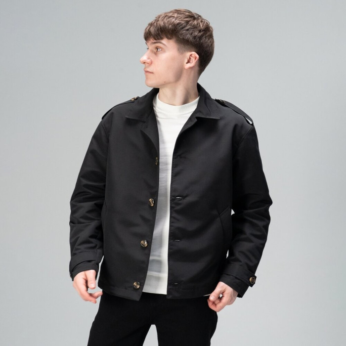 Тренч Slavni мужской весна осень черный, Стильный тренч Slavni Rebel черный