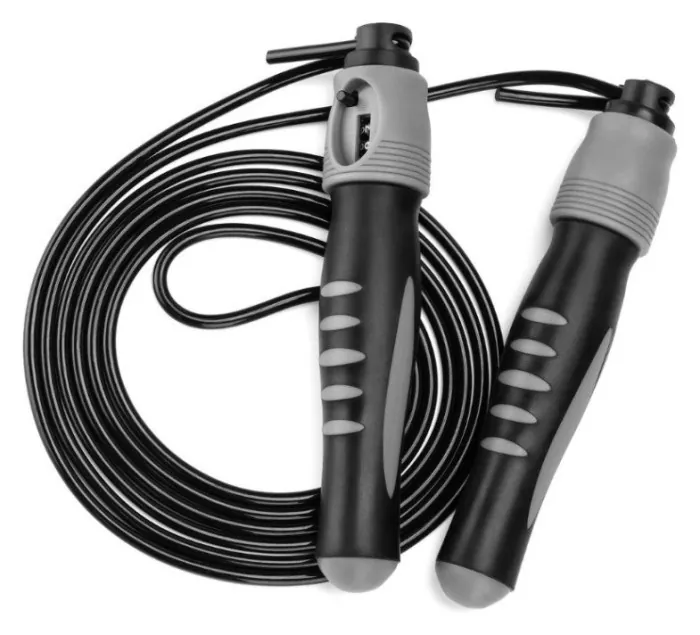 Скакалка зі лічильником PowerPlay 4215 Jump Rope With Counter Чорно/Сіра 2.75 см.