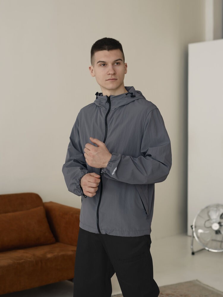 Чоловіча куртка вітрівка темно-сіра Pobedov Neon. Вітрівка для чоловіків легка весняна