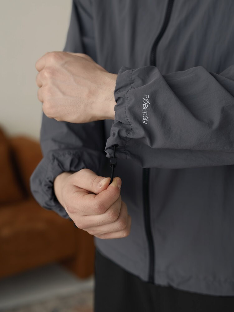 Мужская куртка ветровка темно-серая Pobedov Neon. Ветровка для мужчин легкая весенняя