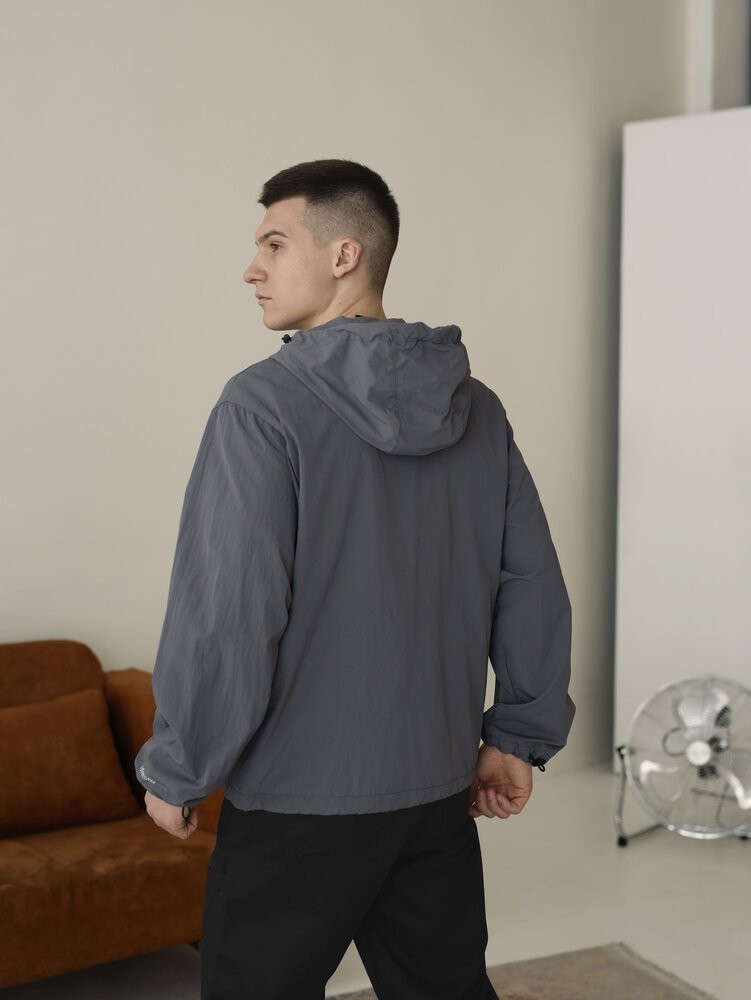 Мужская куртка ветровка темно-серая Pobedov Neon. Ветровка для мужчин легкая весенняя