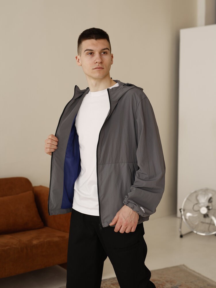 Мужская куртка ветровка темно-серая Pobedov Neon. Ветровка для мужчин легкая весенняя