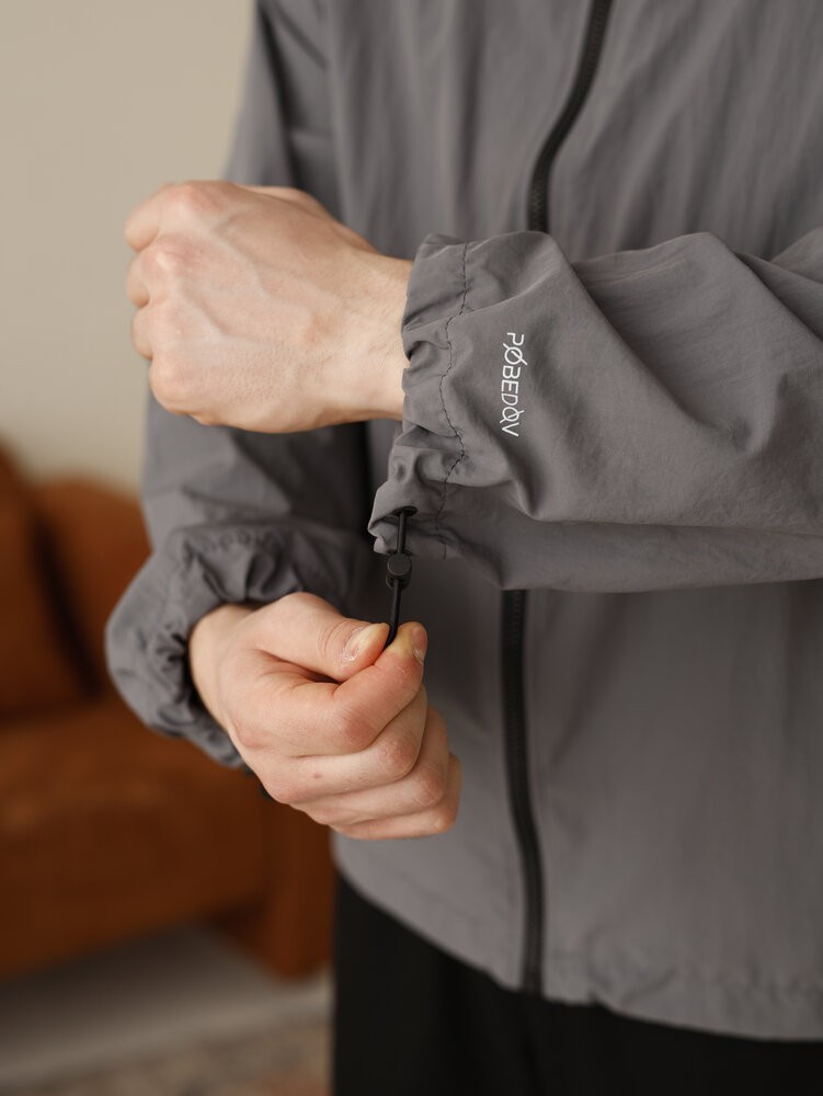 Мужская куртка ветровка темно-серая Pobedov Neon. Ветровка для мужчин легкая весенняя