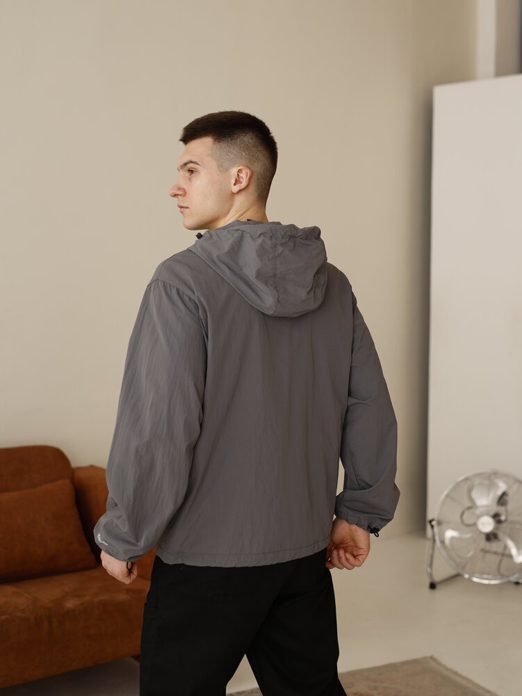 Мужская куртка ветровка темно-серая Pobedov Neon. Ветровка для мужчин легкая весенняя
