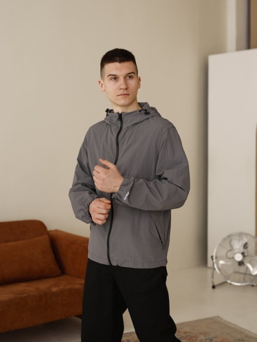 Чоловіча куртка вітрівка темно-сіра Pobedov Neon. Вітрівка для чоловіків легка весняна, укр, укр