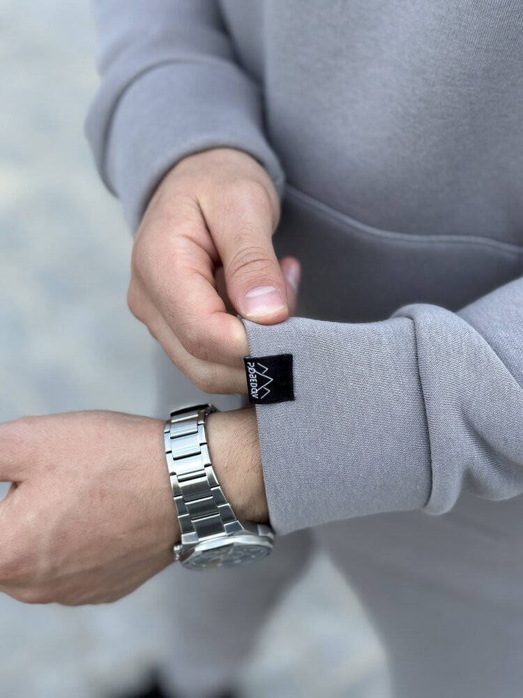 Тепле чоловіче худі на флісі з капюшоном сталеве Pobedov 008 ЗИМА