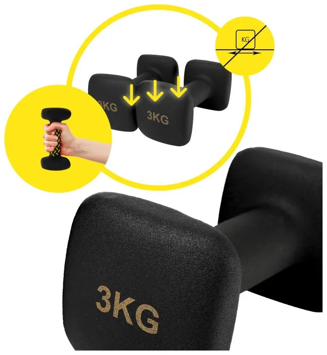 Гантелі вінілові Cornix Square 2 x 3 кг XR-0408 Black