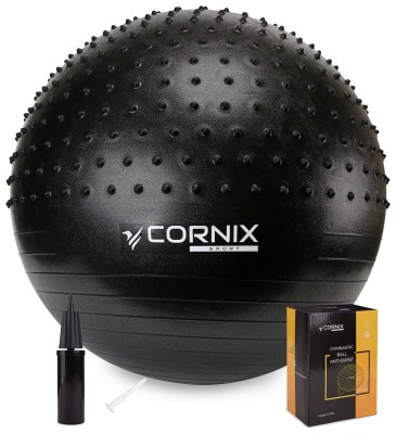 М'яч для фітнесу (фітбол) Cornix 55 см напівмасажний Anti-Burst XR-0458 Black