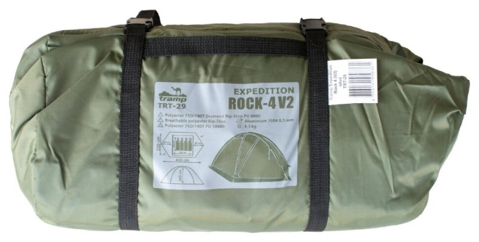 Палатка Tramp ROCK 4 (V2) зеленая (TRT-029-green)