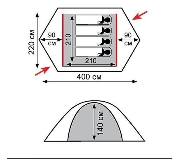 Палатка Tramp ROCK 4 (V2) зеленая (TRT-029-green)