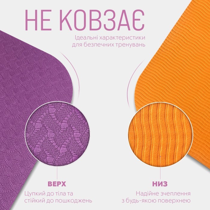 Коврик для йоги и фитнеса EasyFit TPE+TC 6мм двухслойный + Красный чехол с черным