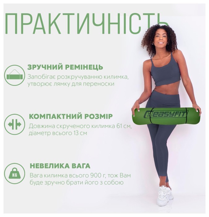 Коврик для йоги и фитнеса EasyFit TPE+TC 6мм двухслойный + Красный чехол с черным