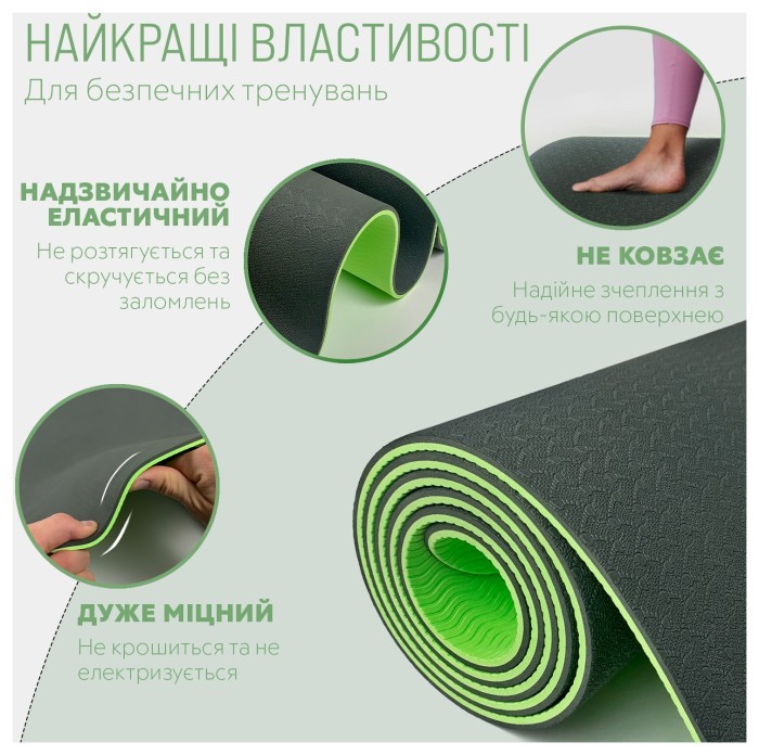 Коврик для йоги и фитнеса EasyFit TPE+TC 6мм двухслойный + Красный чехол с черным