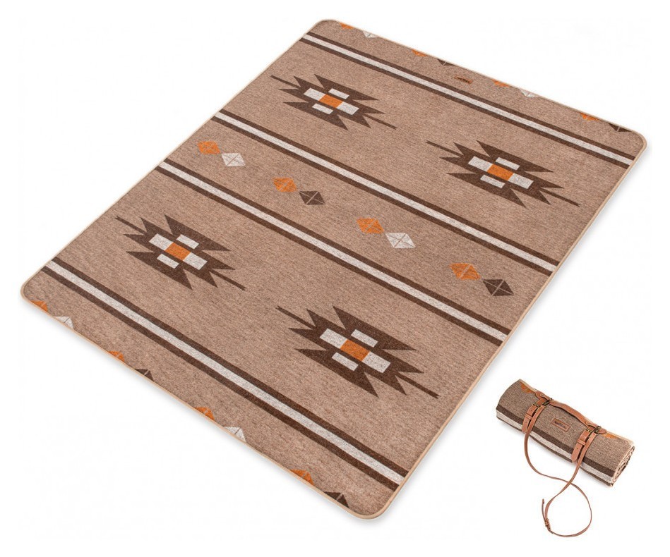 Ковдра Naturehike Geometric pattern wool NH20FS036, поліестр/вовна, коричневий, укр, укр