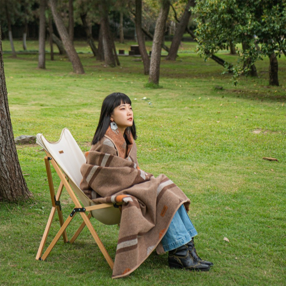 Ковдра Naturehike Geometric pattern wool NH20FS036, поліестр/вовна, коричневий, укр, укр