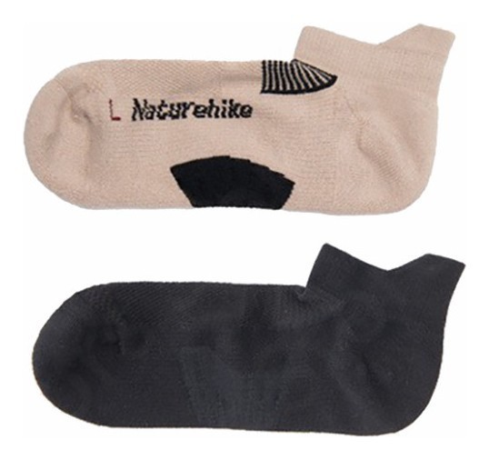 Носки низкие Naturehike NH21FS014, 2 пары (бежевые, черные), размер L