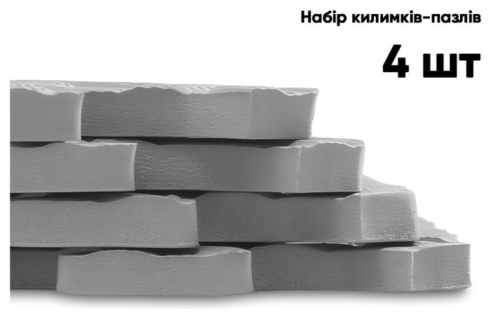 Татамі мат EasyFit SwallowTail 4 шт (60х60х1 см) пазл хвіст ластівки сірий