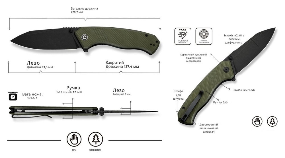 Нож складной Civivi Placoid C23079-3
