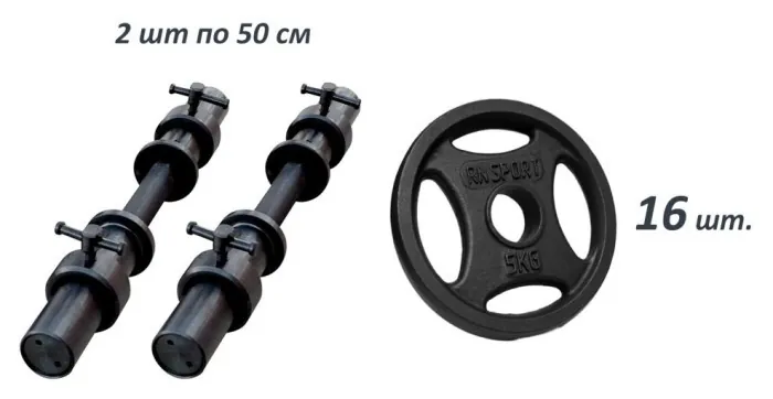 Гантели олимпийские RN-Sport 2 шт по 46 кг.