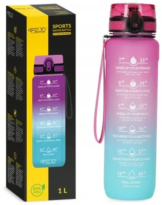 Пляшка для води спортивна 4FIZJO 1000 мл Pink/Sky Blue (P-5905973400770)