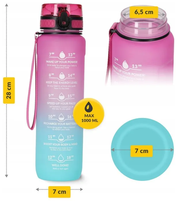 Пляшка для води спортивна 4FIZJO 1000 мл Pink/Sky Blue (P-5905973400770)