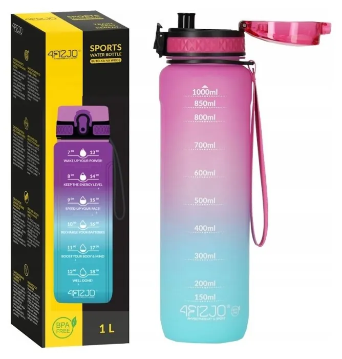 Пляшка для води спортивна 4FIZJO 1000 мл Pink/Sky Blue (P-5905973400770)