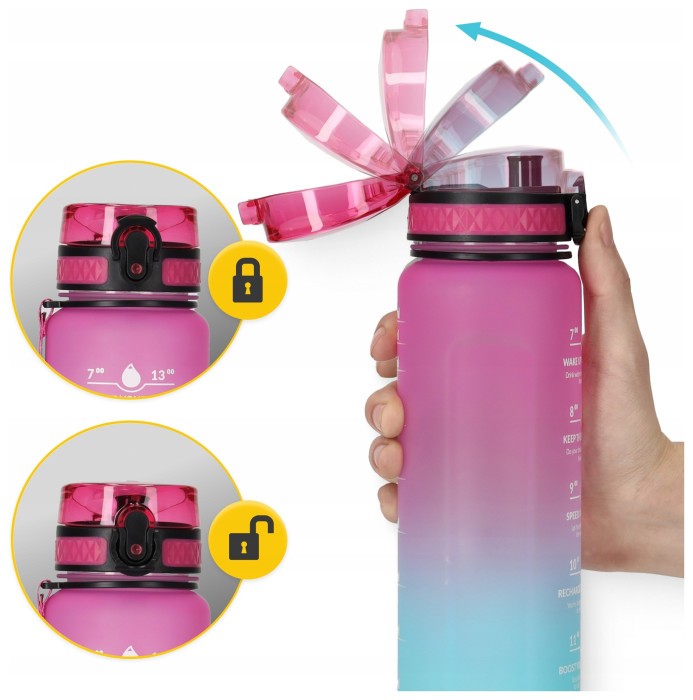 Пляшка для води спортивна 4FIZJO 1000 мл Pink/Sky Blue (P-5905973400770)